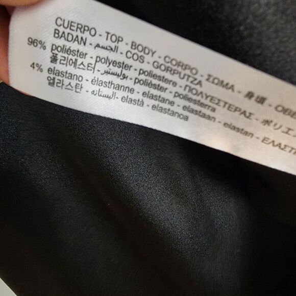 Zara Black Satin Collar Deep V Neck Embroidered Sleeve Wrap Dress Size Medium - Picture 13 of 13